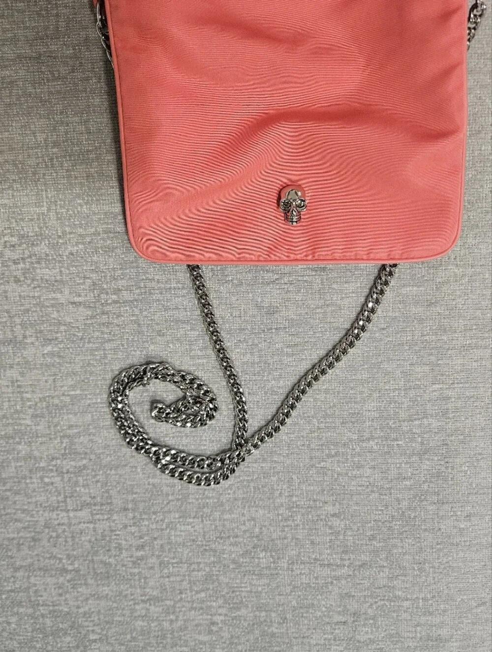 Alexander McQueen Coral Pink Crossbody with Silver Skull Detail